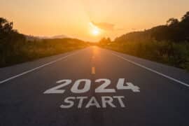 Photo of road leading to sunset with 2024 Start written on it